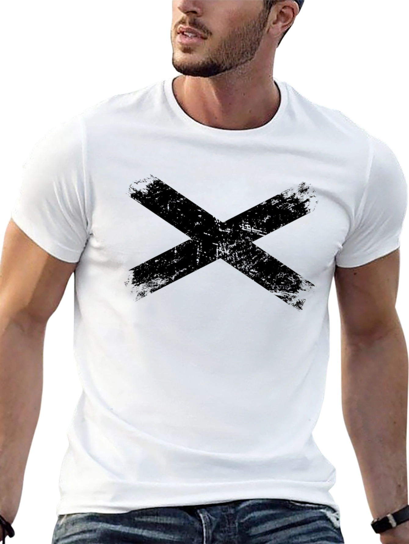 Distressed X Graphic Black T-Shirt