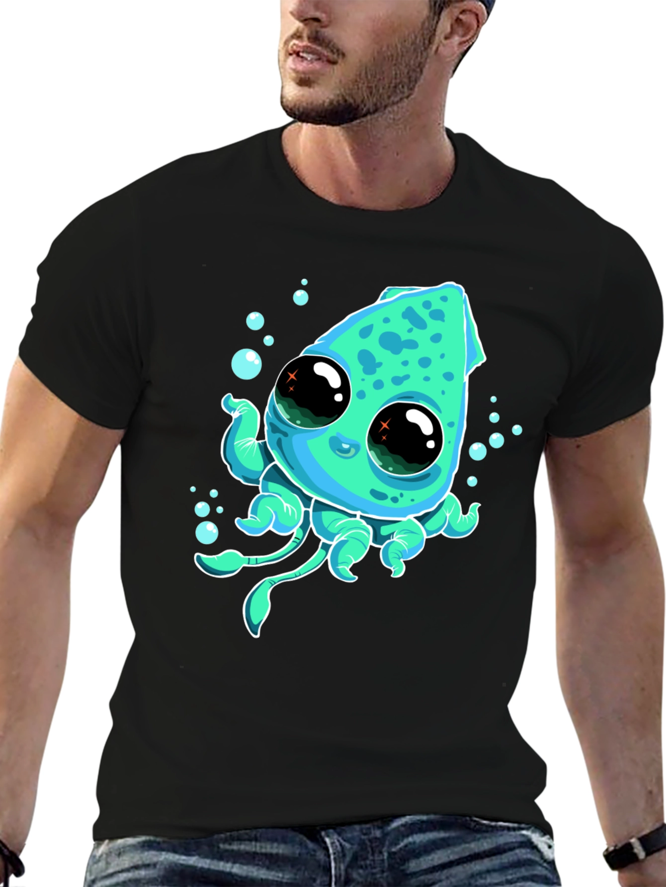 Cute Cartoon Squid Graphic Tee