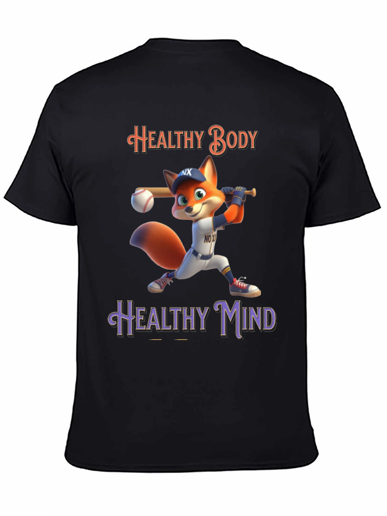 Healthy Body Healthy Mind Fox Baseball T-Shirt