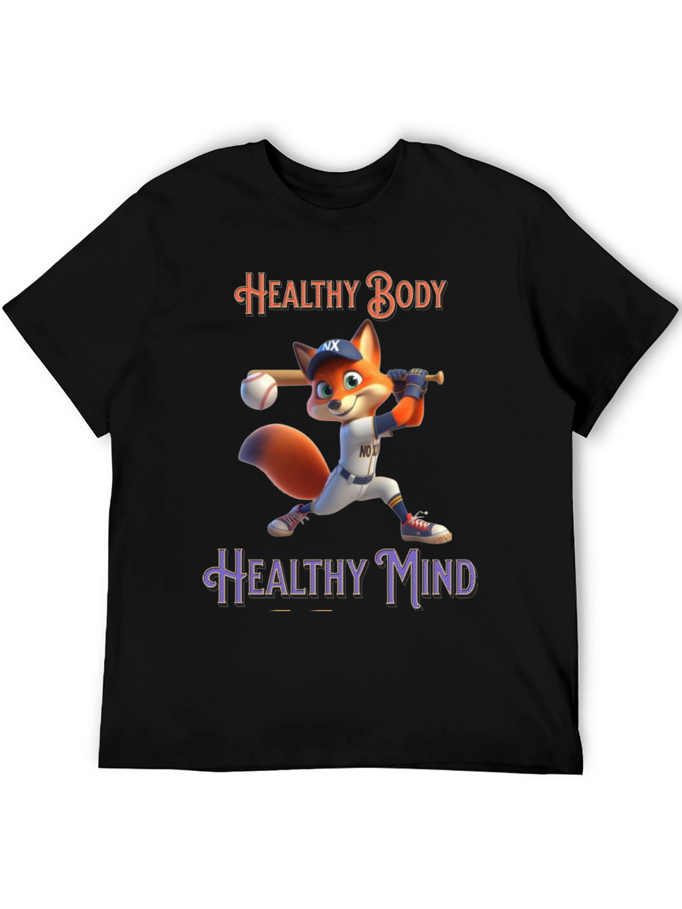 Healthy Body Healthy Mind Fox Baseball T-Shirt