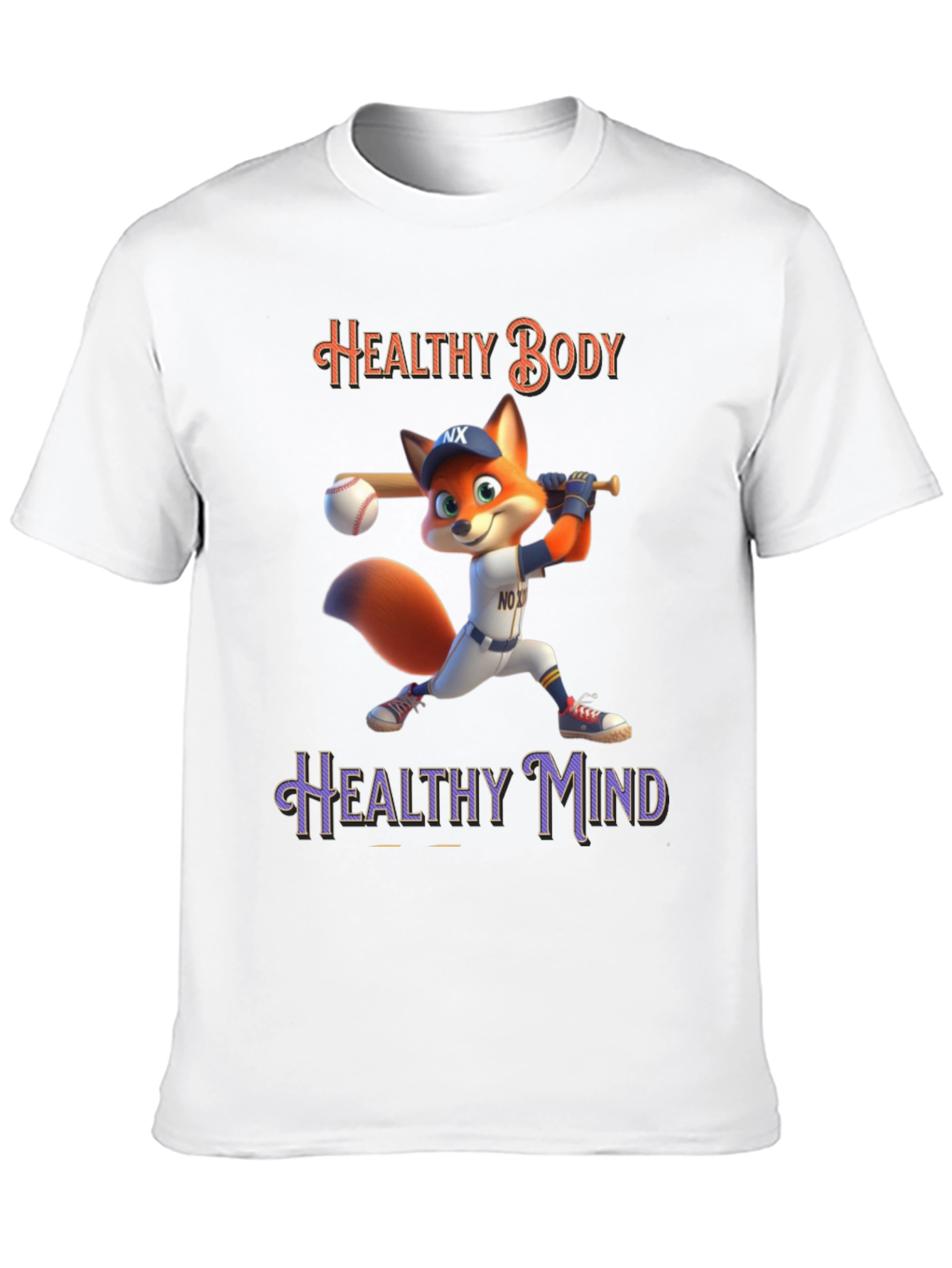 Healthy Body Healthy Mind Fox Baseball T-Shirt