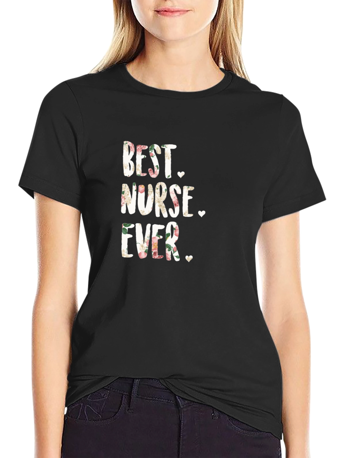 Best Nurse Ever Floral Tee Shirt