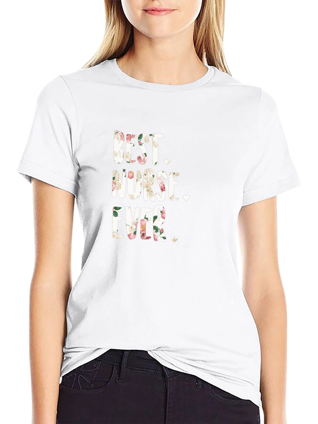 Best Nurse Ever Floral Tee Shirt