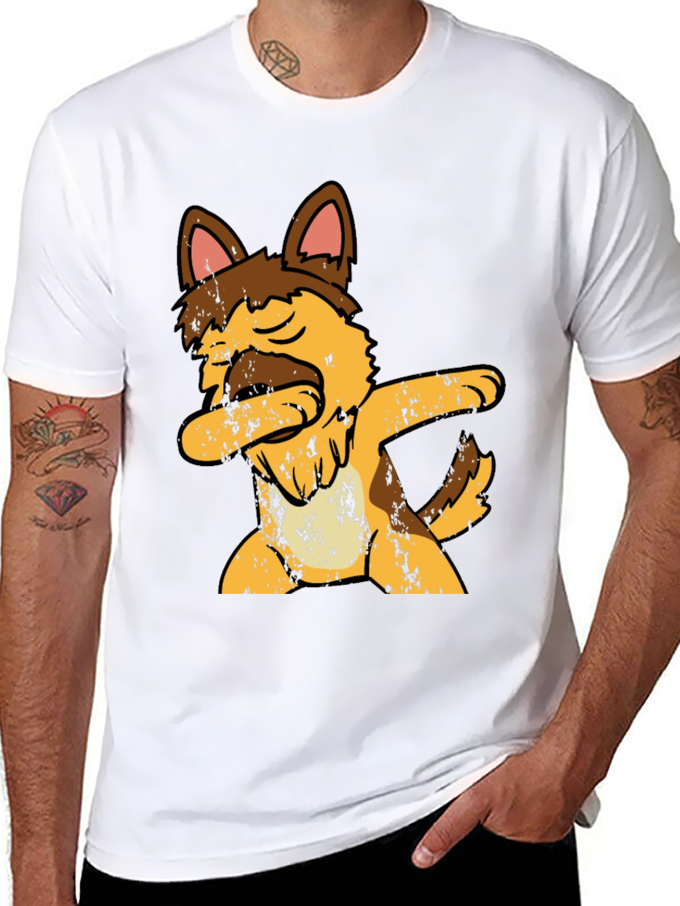 Dabbing Dog Graphic Tee - Mens Black T-Shirt