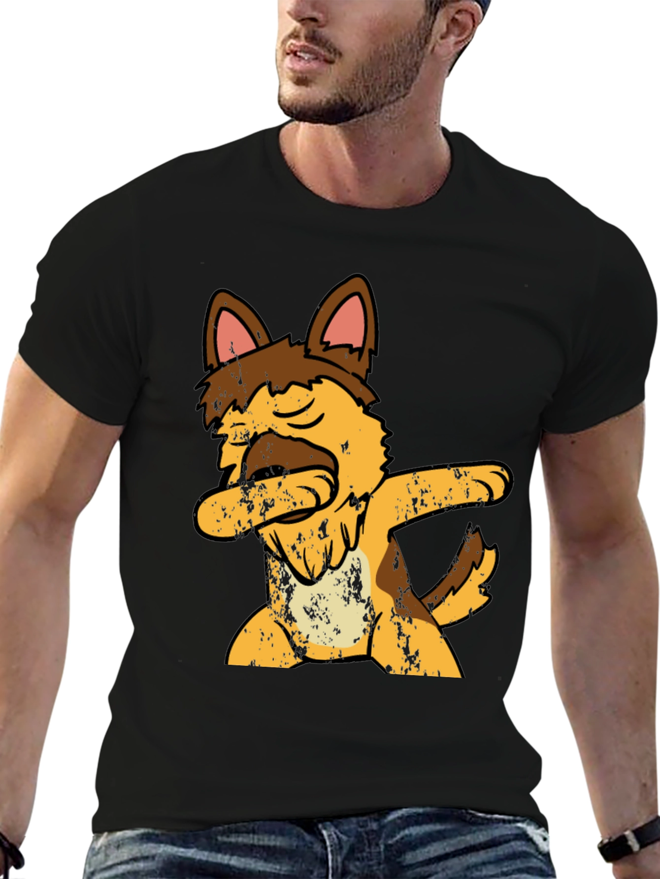 Dabbing Dog Graphic Tee - Mens Black T-Shirt