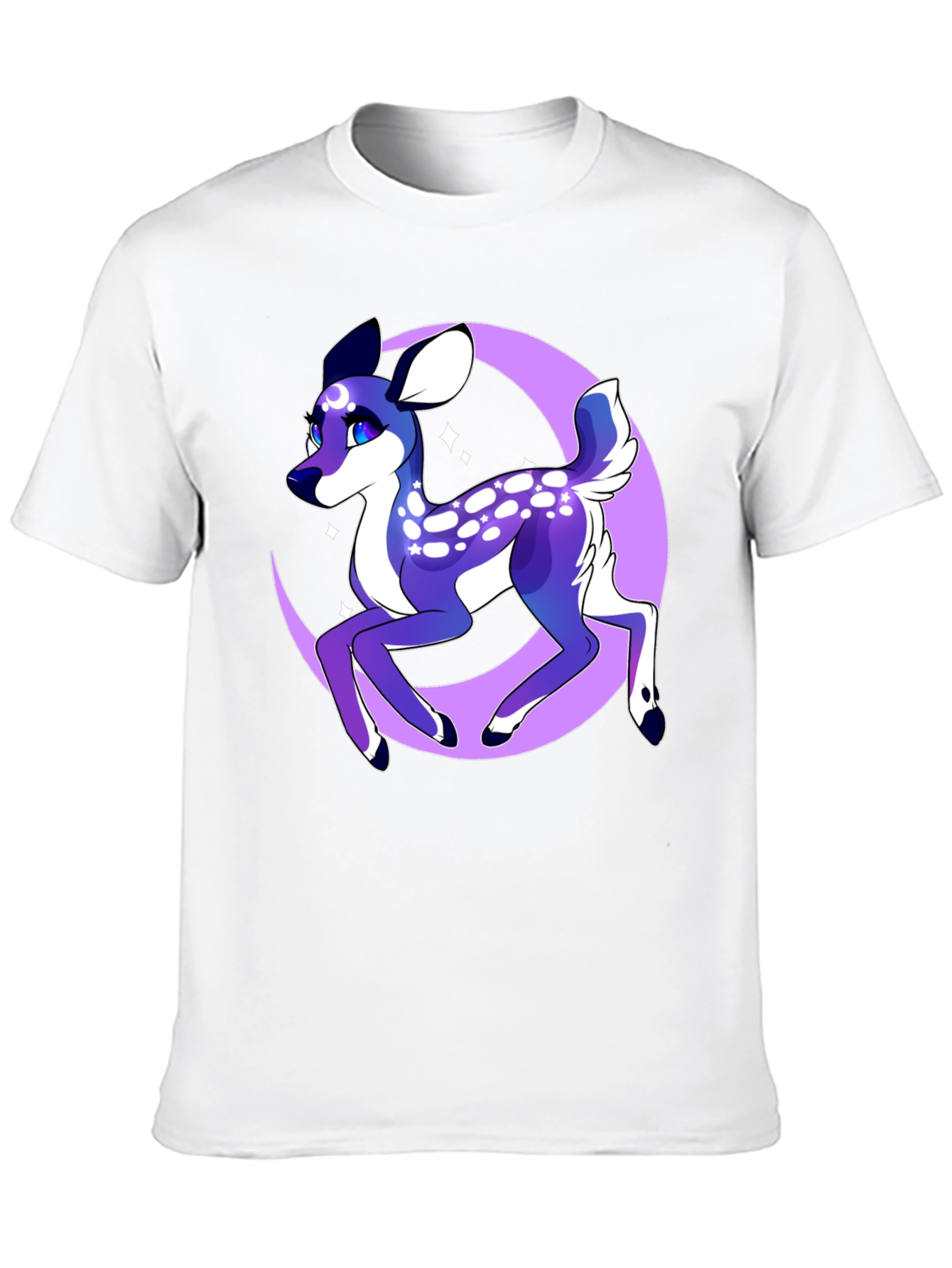 Mystical Deer Graphic Tee - Black Cotton Shirt