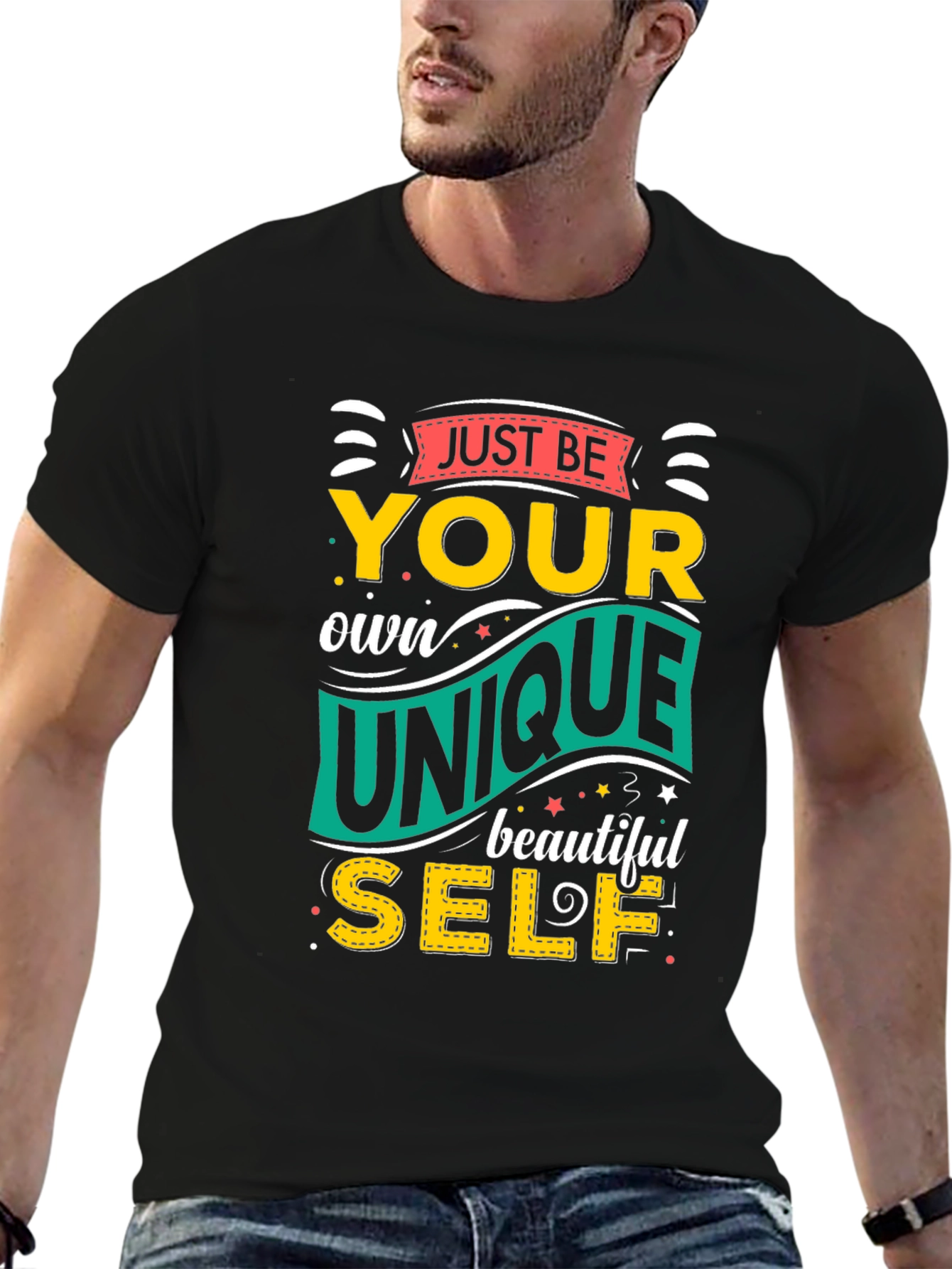 Just Be Your Own Unique Self Black Graphic Tee