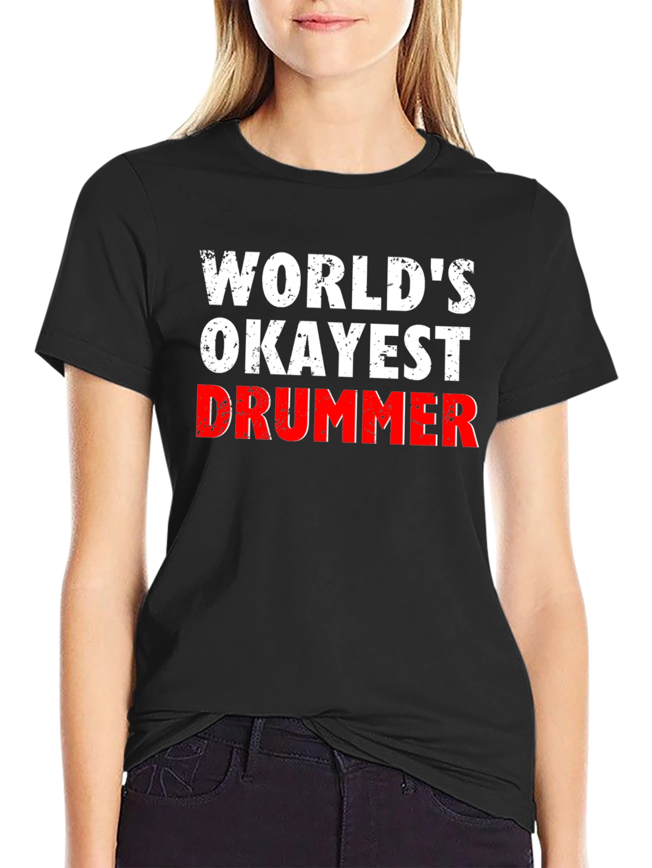 Worlds Okayest Drummer T-Shirt - Black