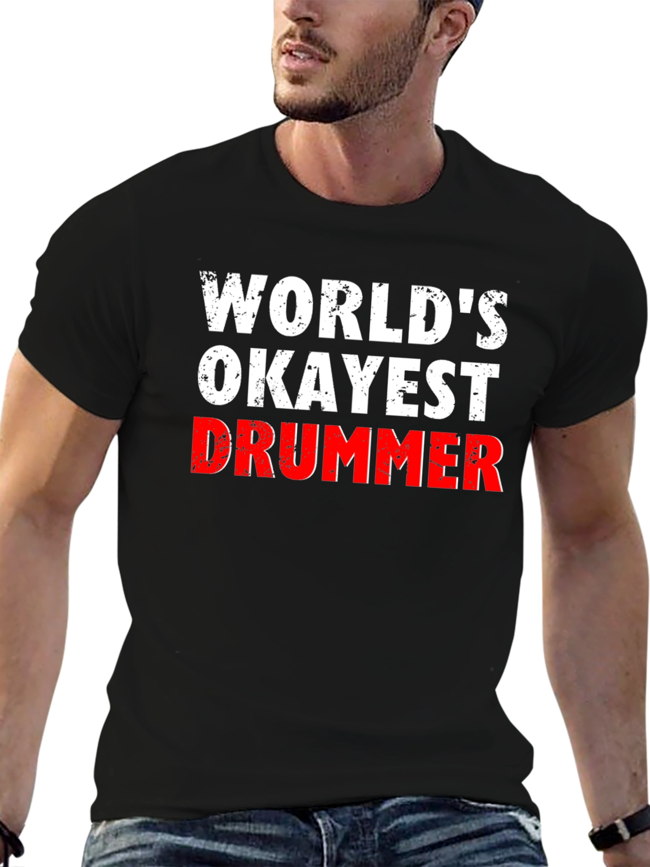 Worlds Okayest Drummer T-Shirt - Black