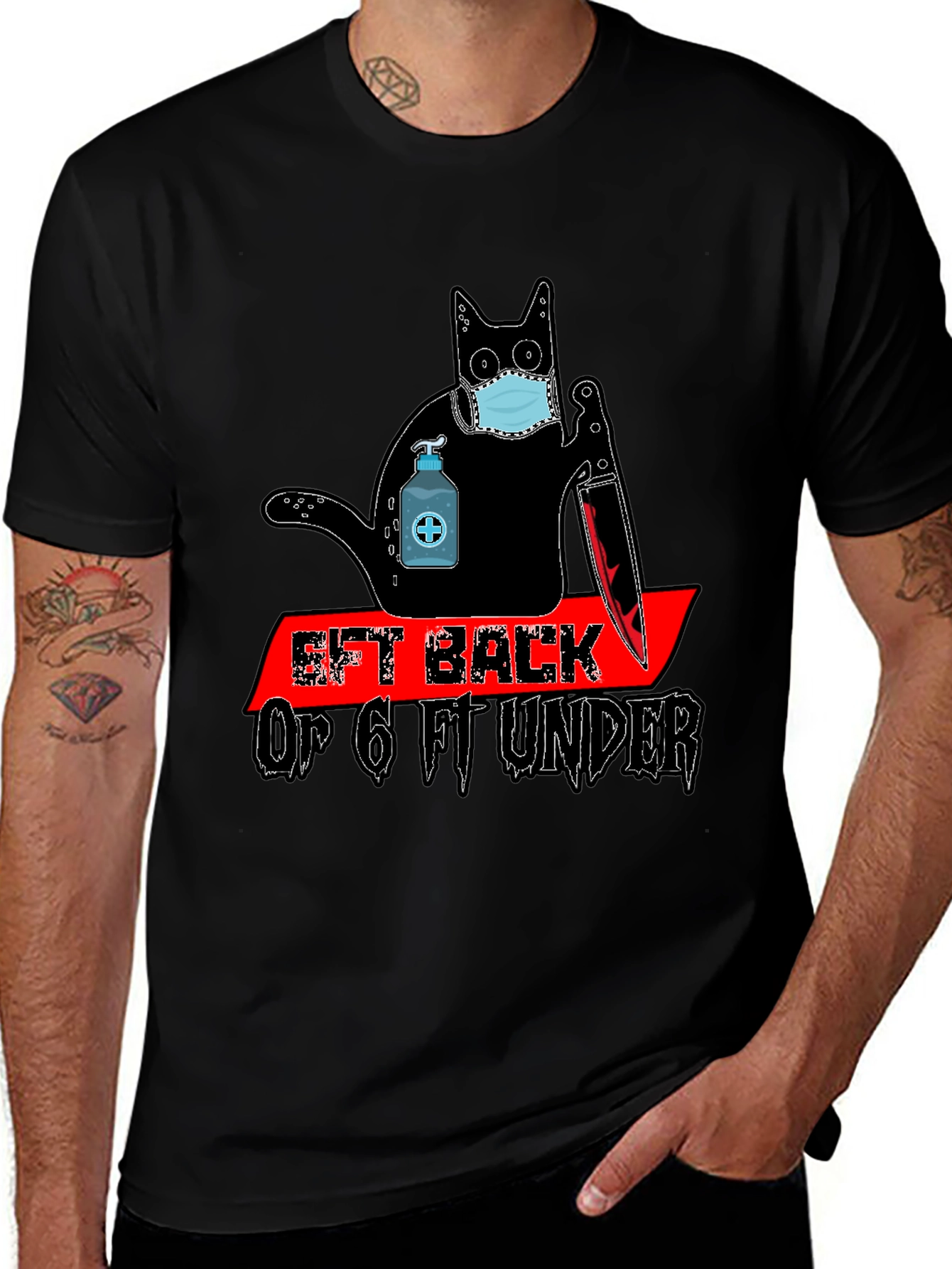 Social Distance Killer Cat Graphic Tee
