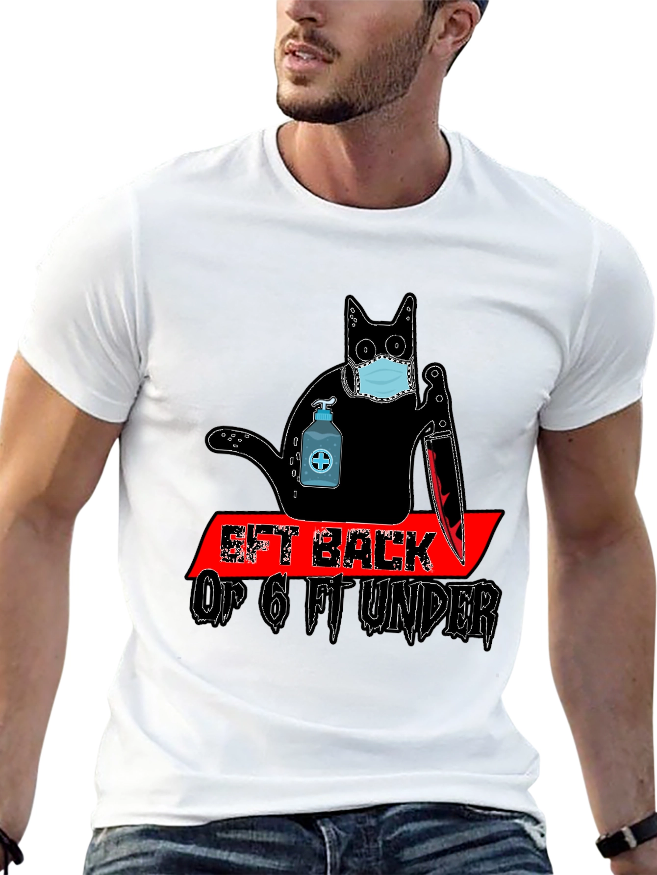 Social Distance Killer Cat Graphic Tee