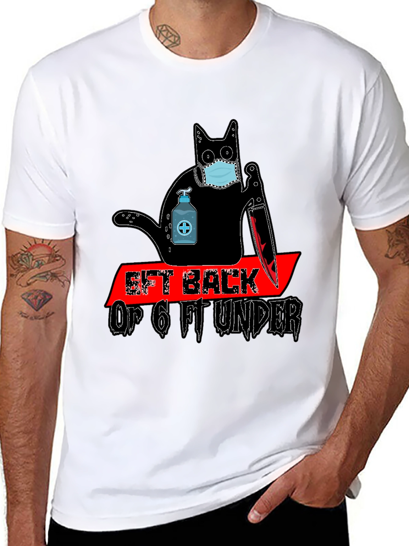 Social Distance Killer Cat Graphic Tee