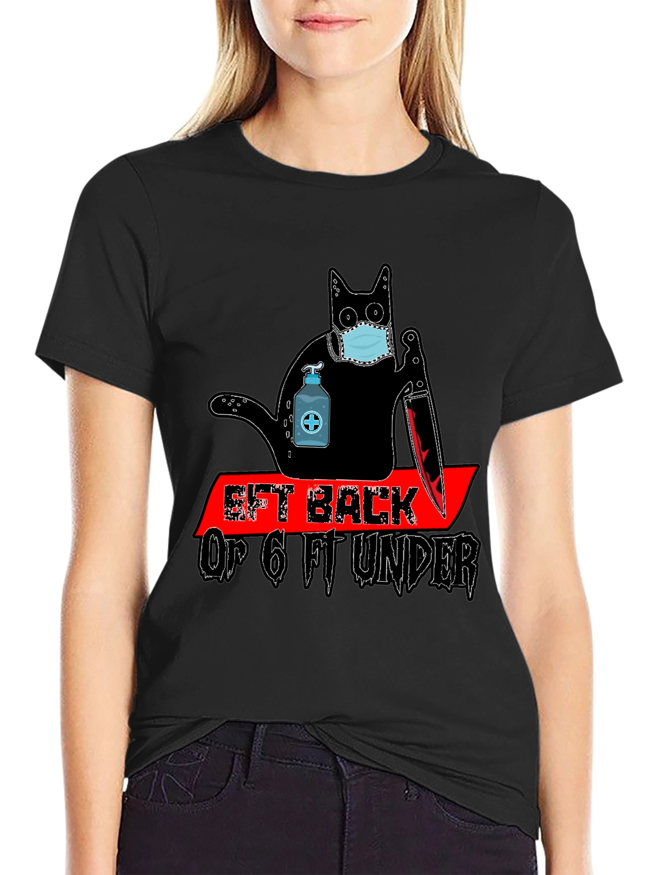 Social Distance Killer Cat Graphic Tee