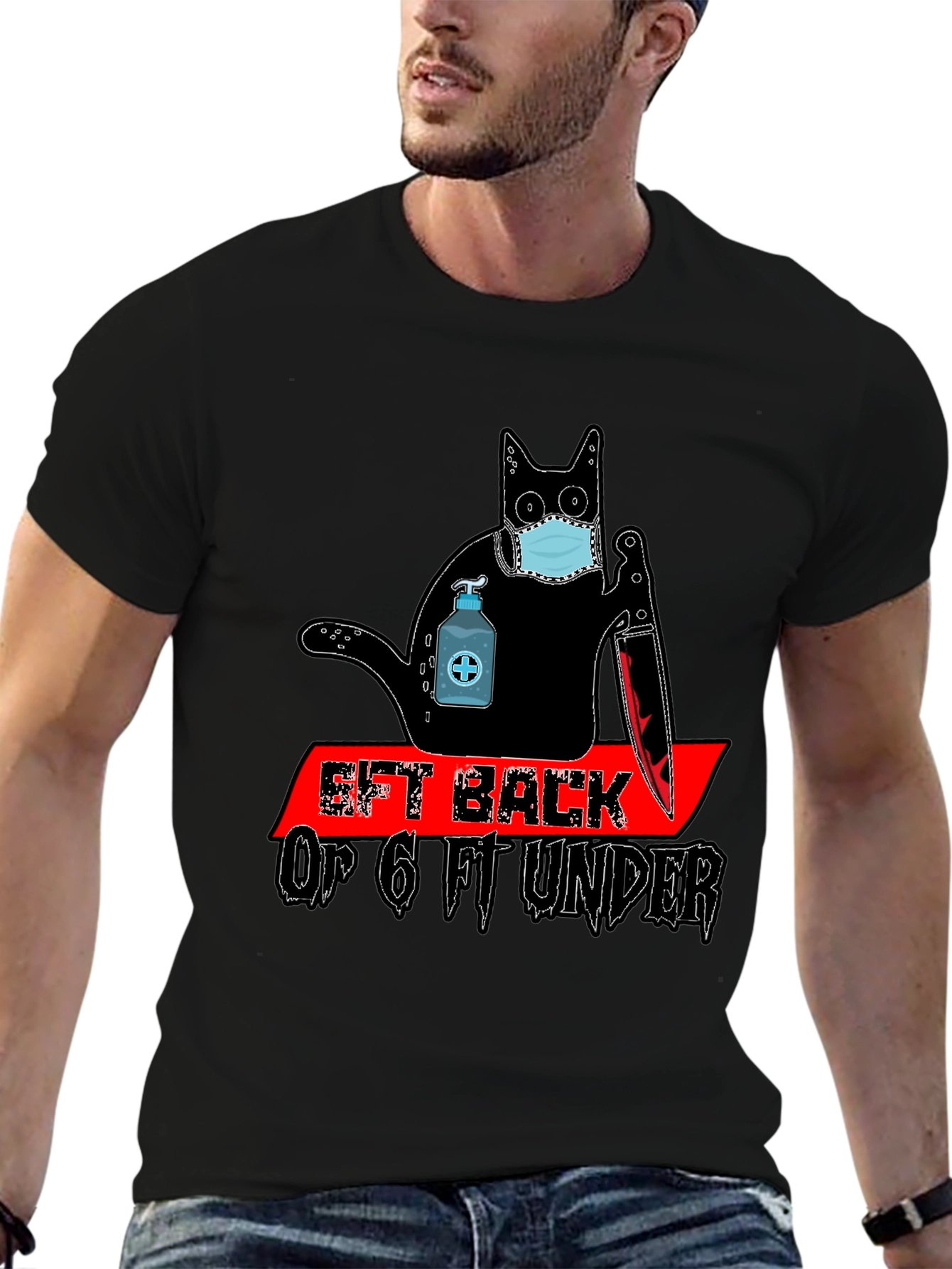 Social Distance Killer Cat Graphic Tee