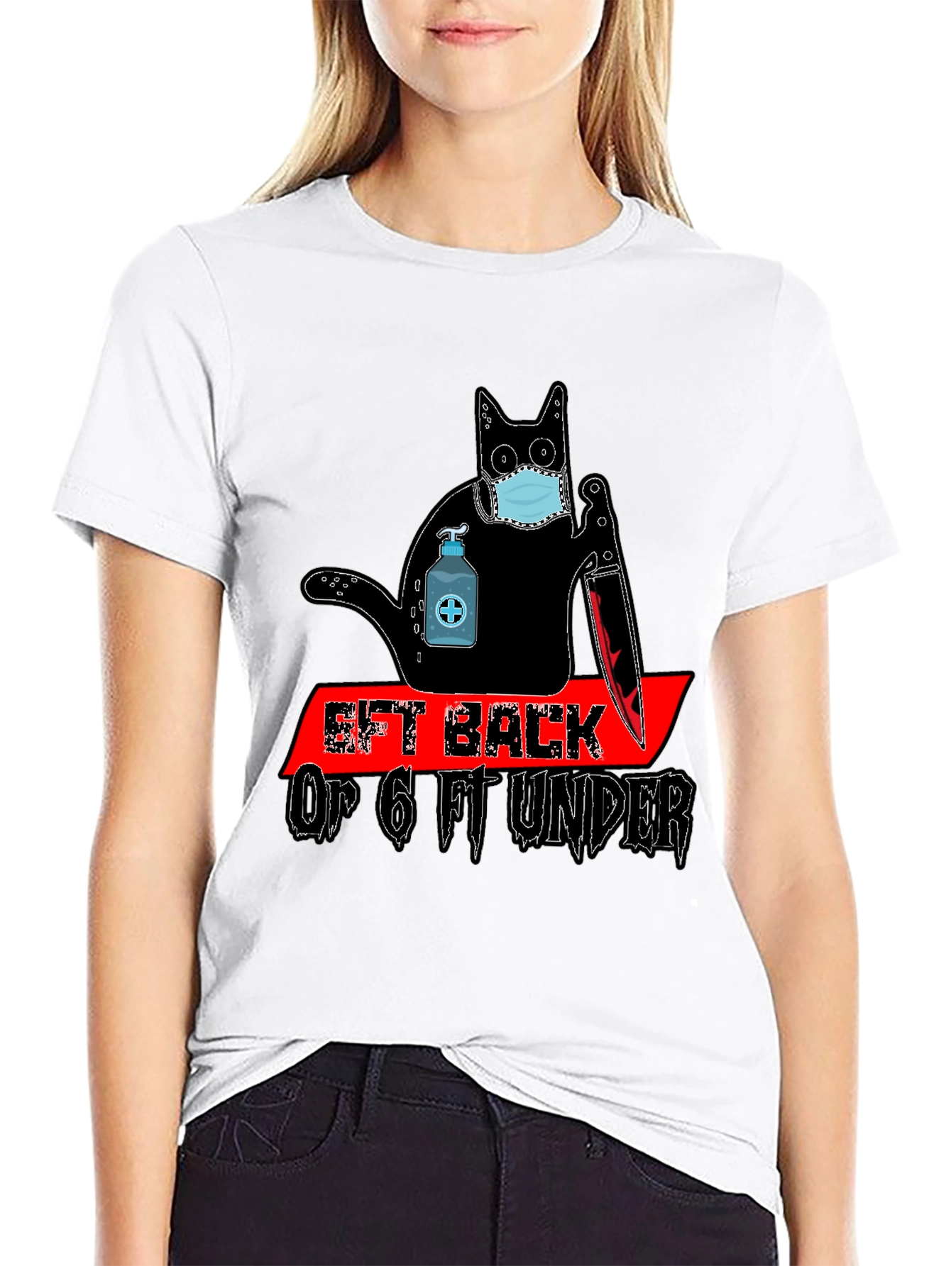 Social Distance Killer Cat Graphic Tee