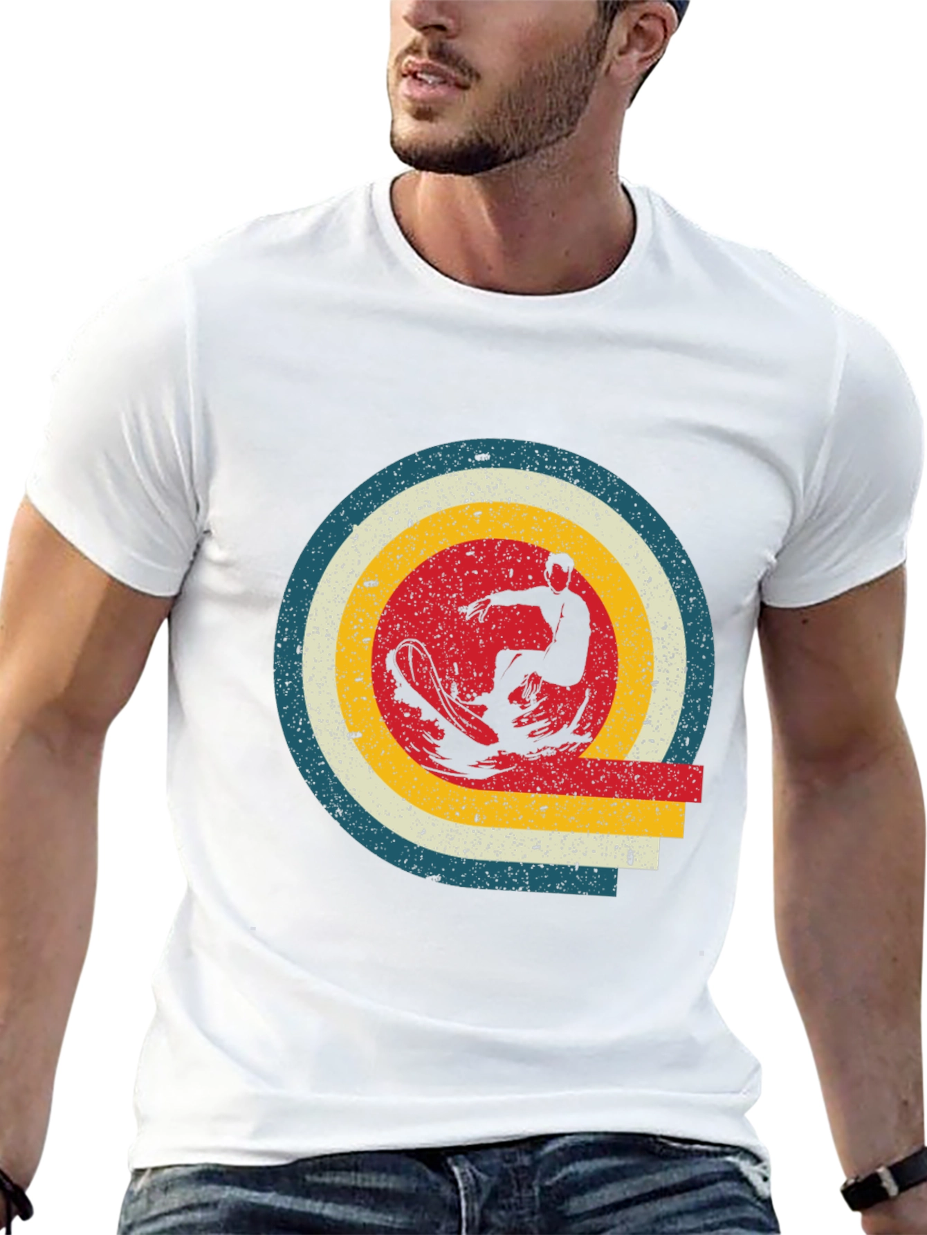 Retro Surfer Graphic T-Shirt - Stylish Mens Tee