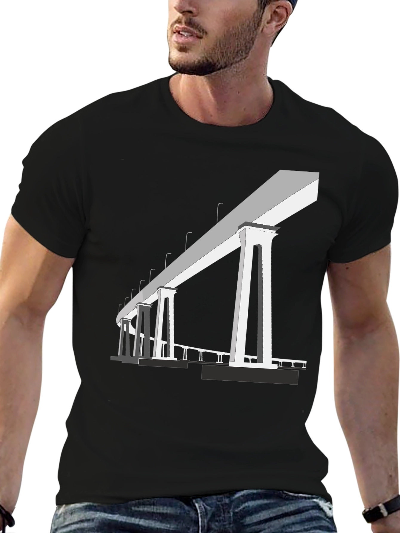 Bridge Graphic T-Shirt - Black Cotton Tee