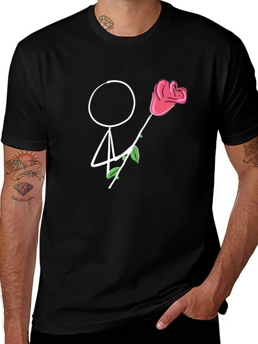 Stick Figure Rose T-Shirt - Romantic Gift