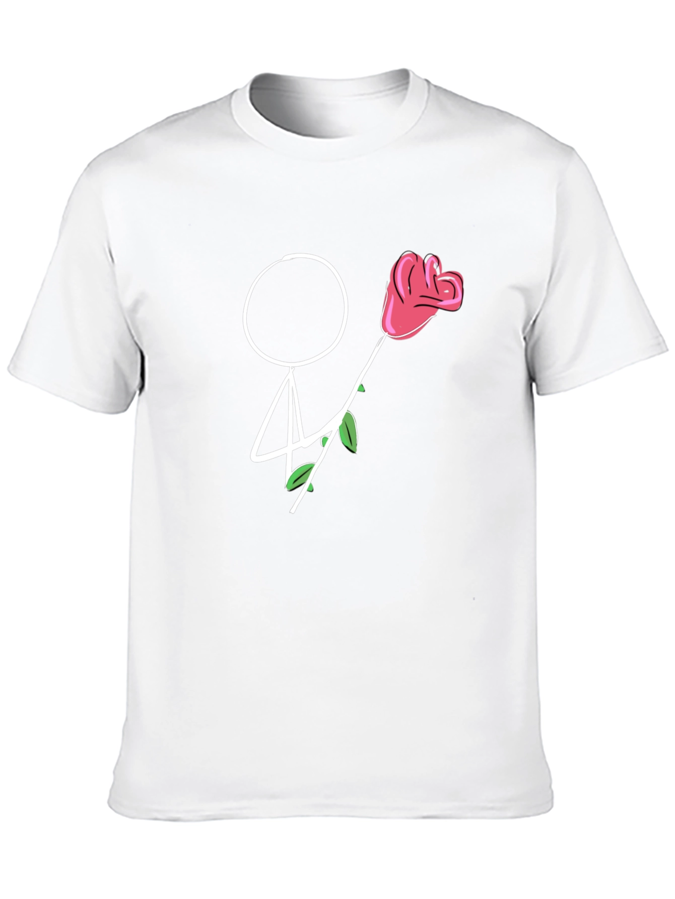Stick Figure Rose T-Shirt - Romantic Gift