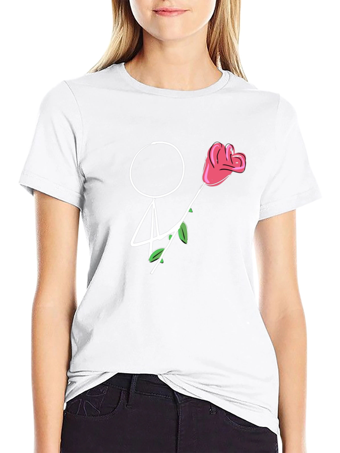 Stick Figure Rose T-Shirt - Romantic Gift