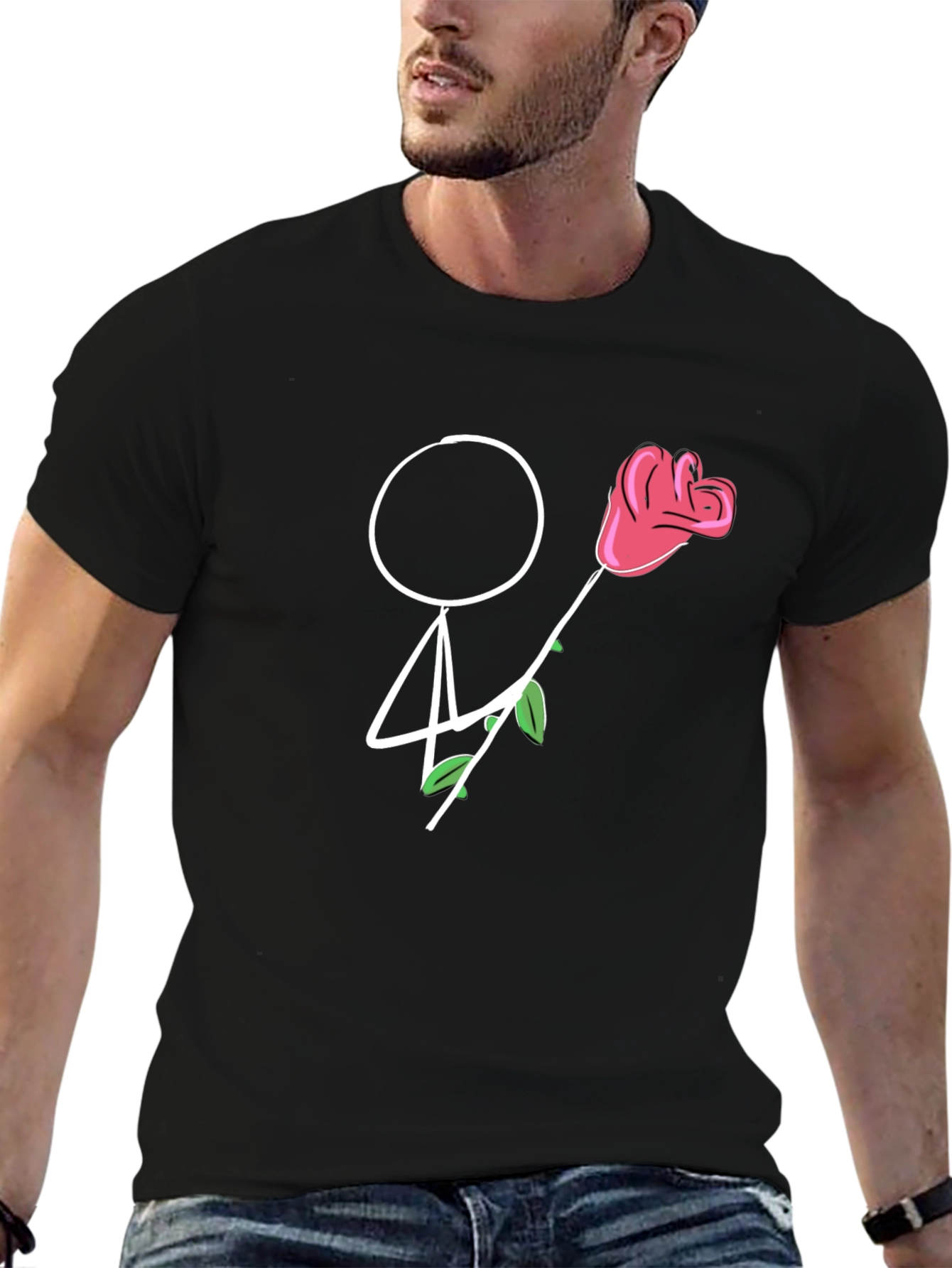 Stick Figure Rose T-Shirt - Romantic Gift