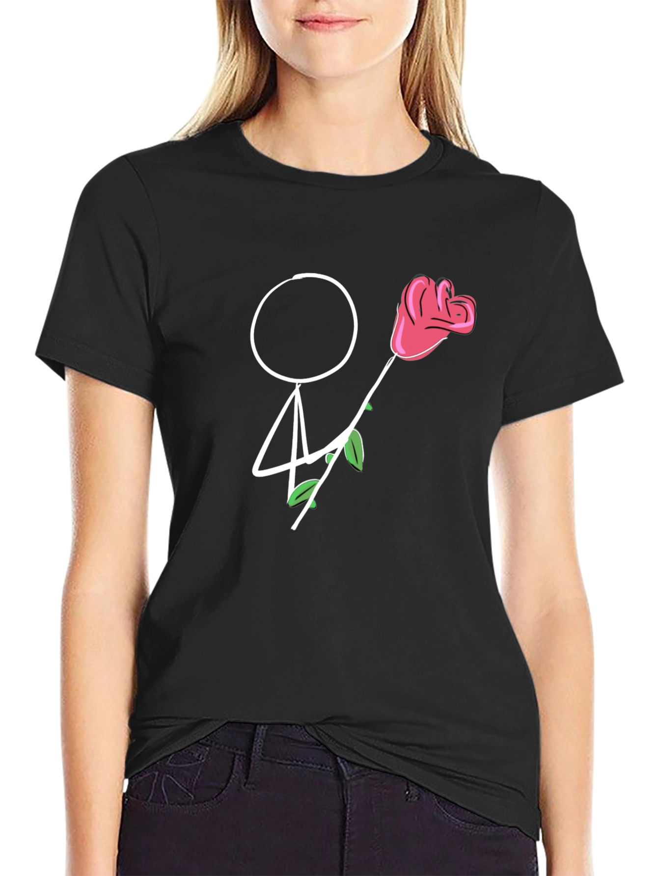 Stick Figure Rose T-Shirt - Romantic Gift