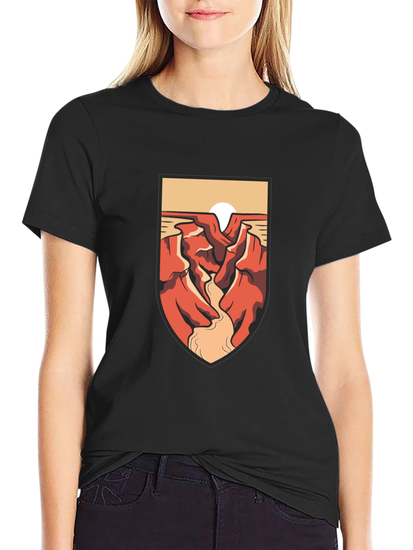 Canyon Sunset Graphic Tee - Black Cotton