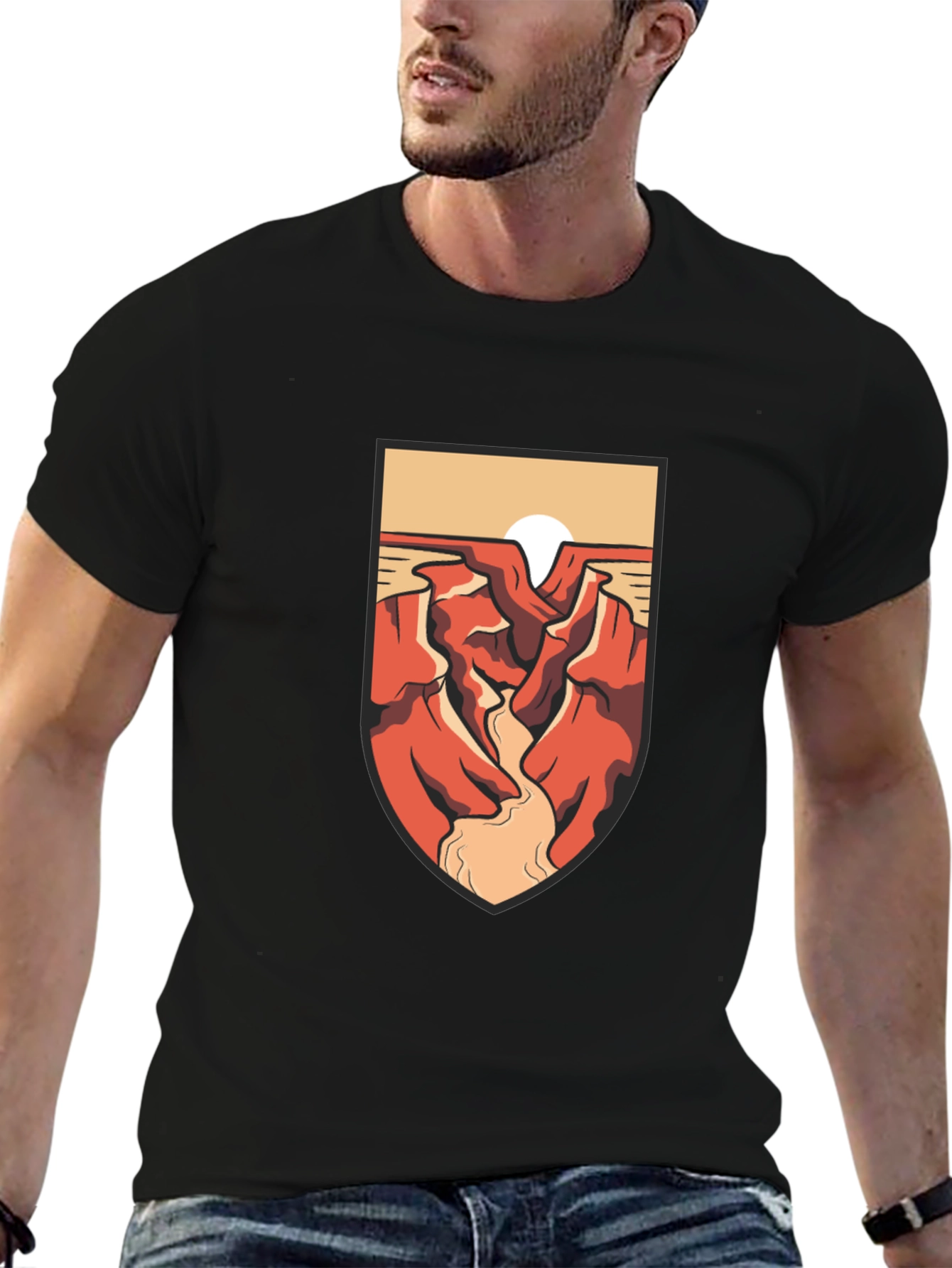 Canyon Sunset Graphic Tee - Black Cotton