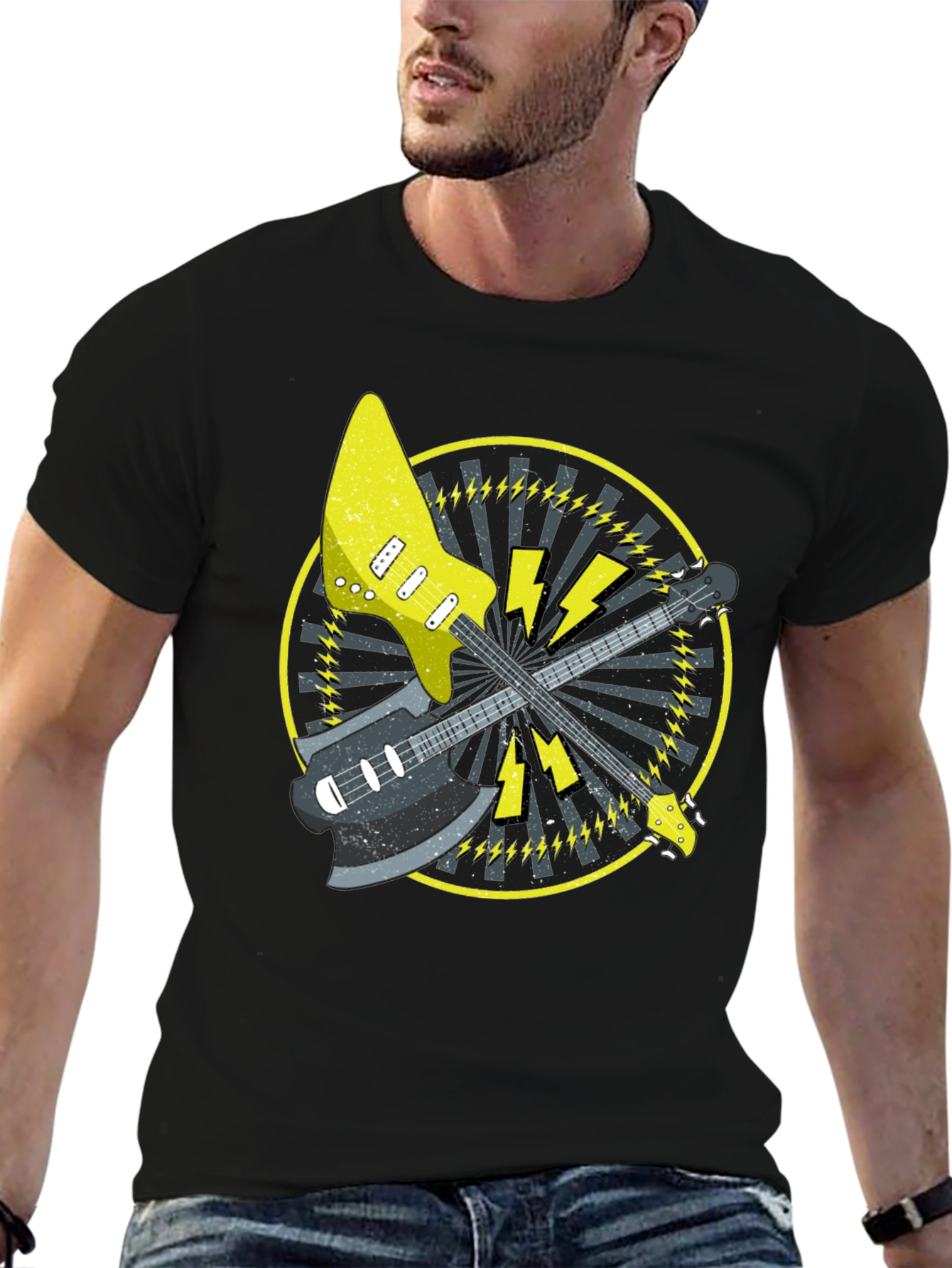 Electric Guitar Graphic Tee - Rock Music Style