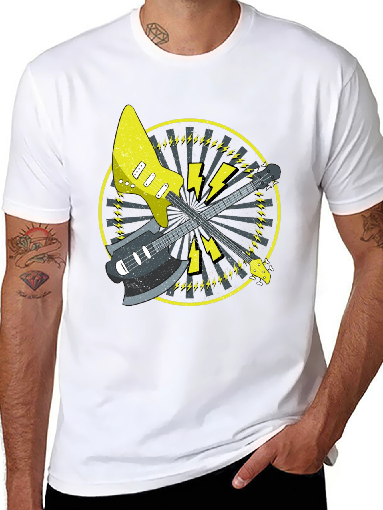 Electric Guitar Graphic Tee - Rock Music Style