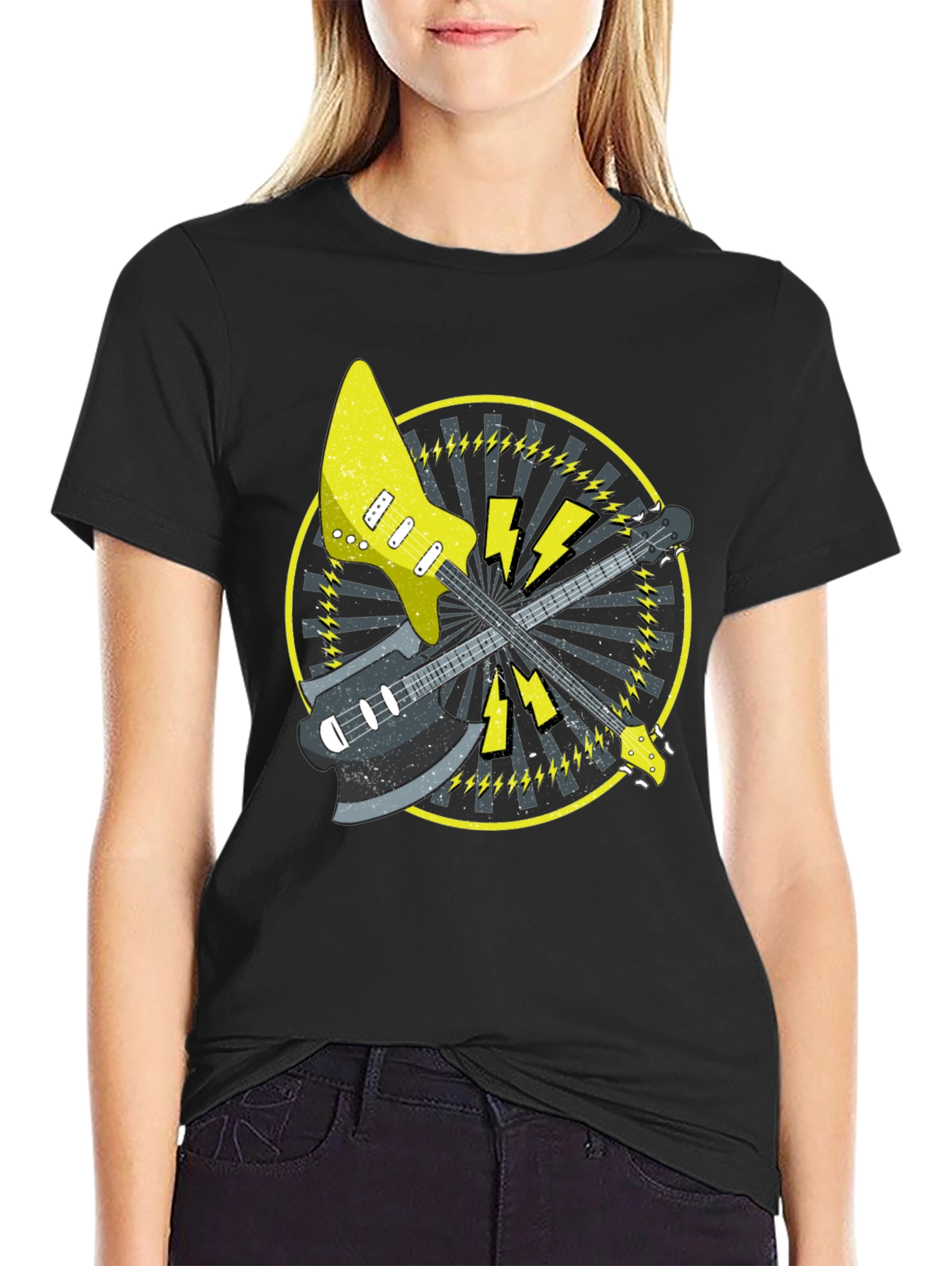 Electric Guitar Graphic Tee - Rock Music Style