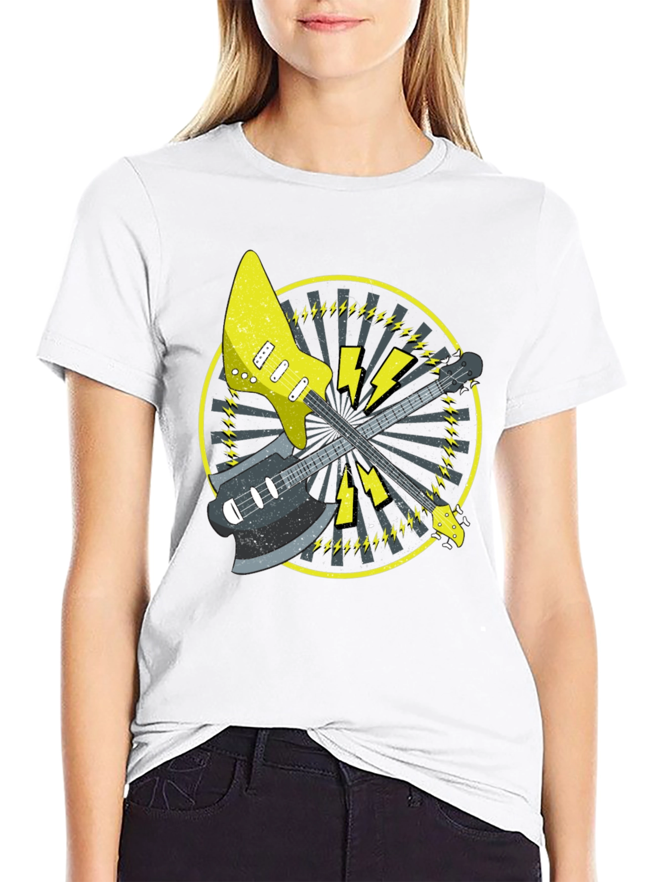 Electric Guitar Graphic Tee - Rock Music Style