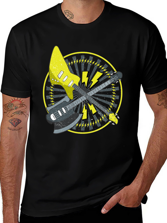Electric Guitar Graphic Tee - Rock Music Style