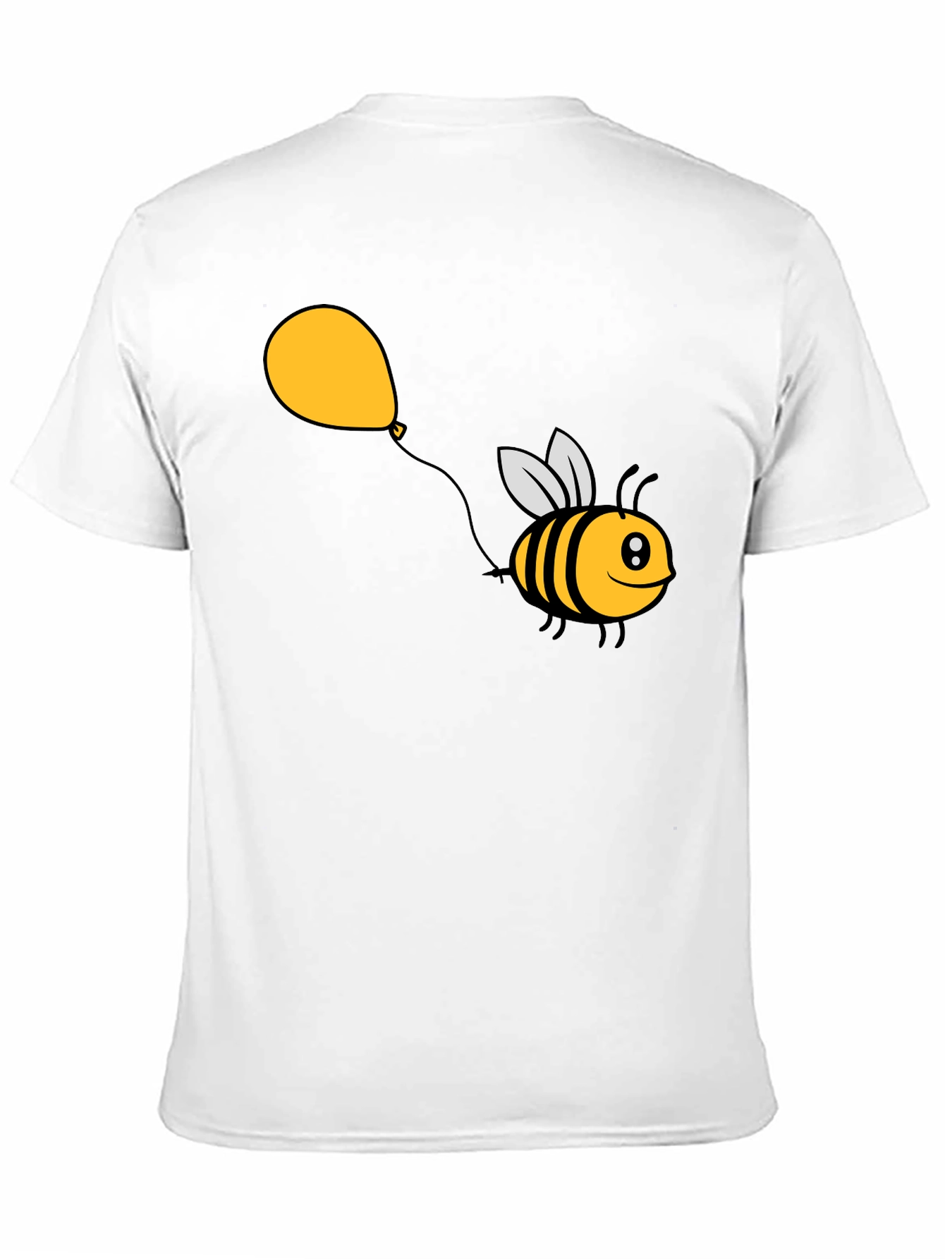 Cartoon Bee Balloon Black T-Shirt