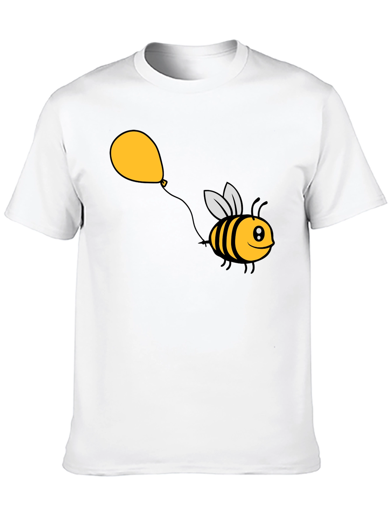 Cartoon Bee Balloon Black T-Shirt