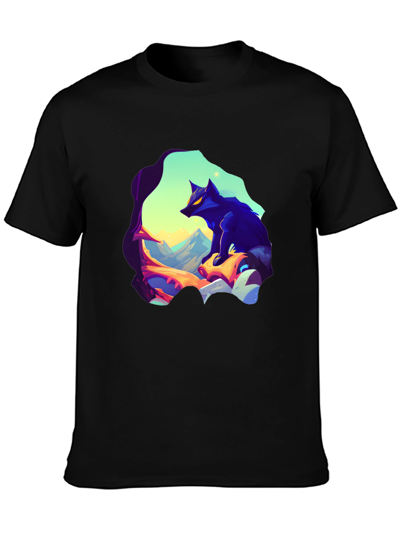 Wolf Graphic Tee - Stylish Mens Black T-Shirt