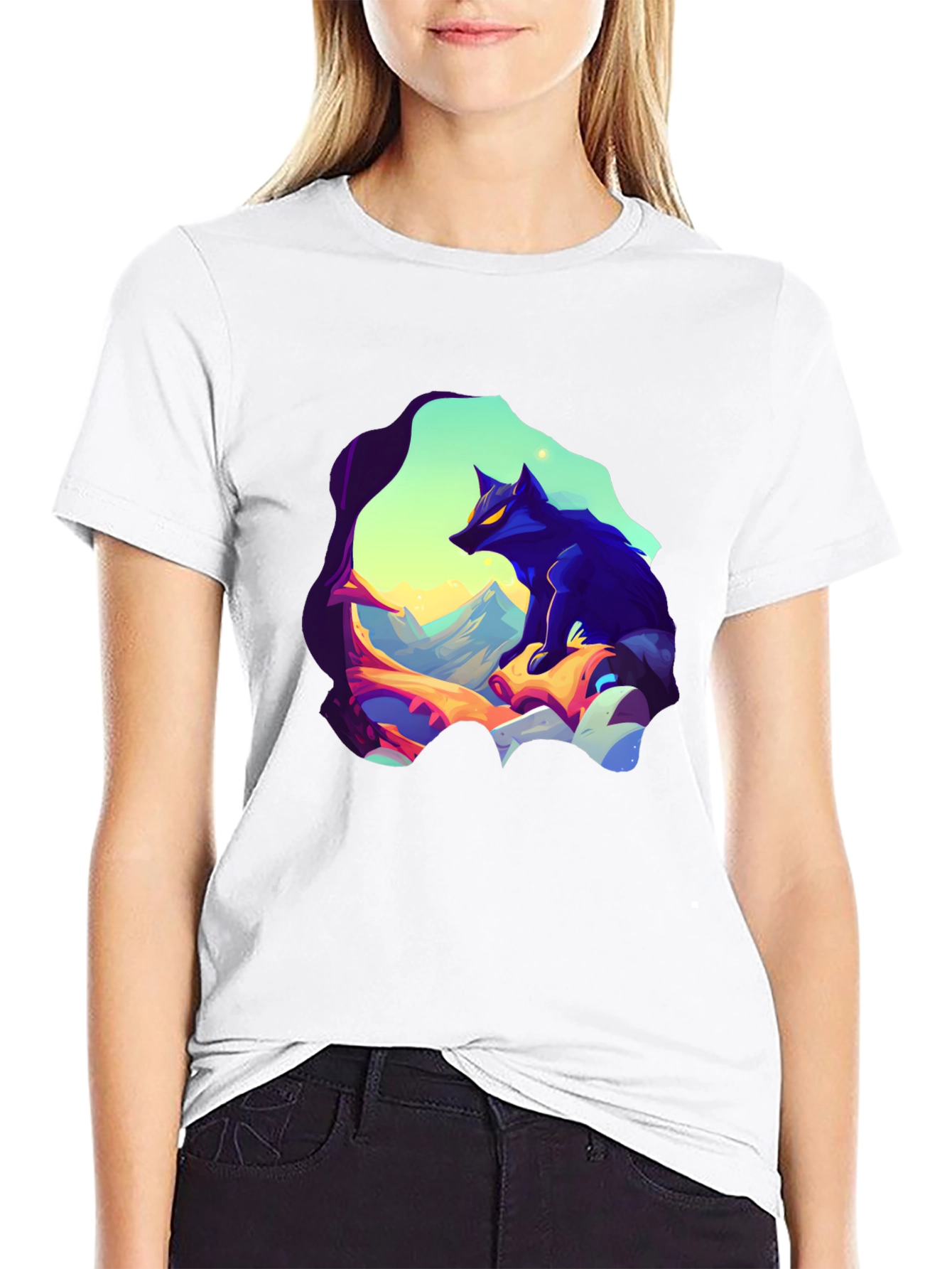 Wolf Graphic Tee - Stylish Mens Black T-Shirt