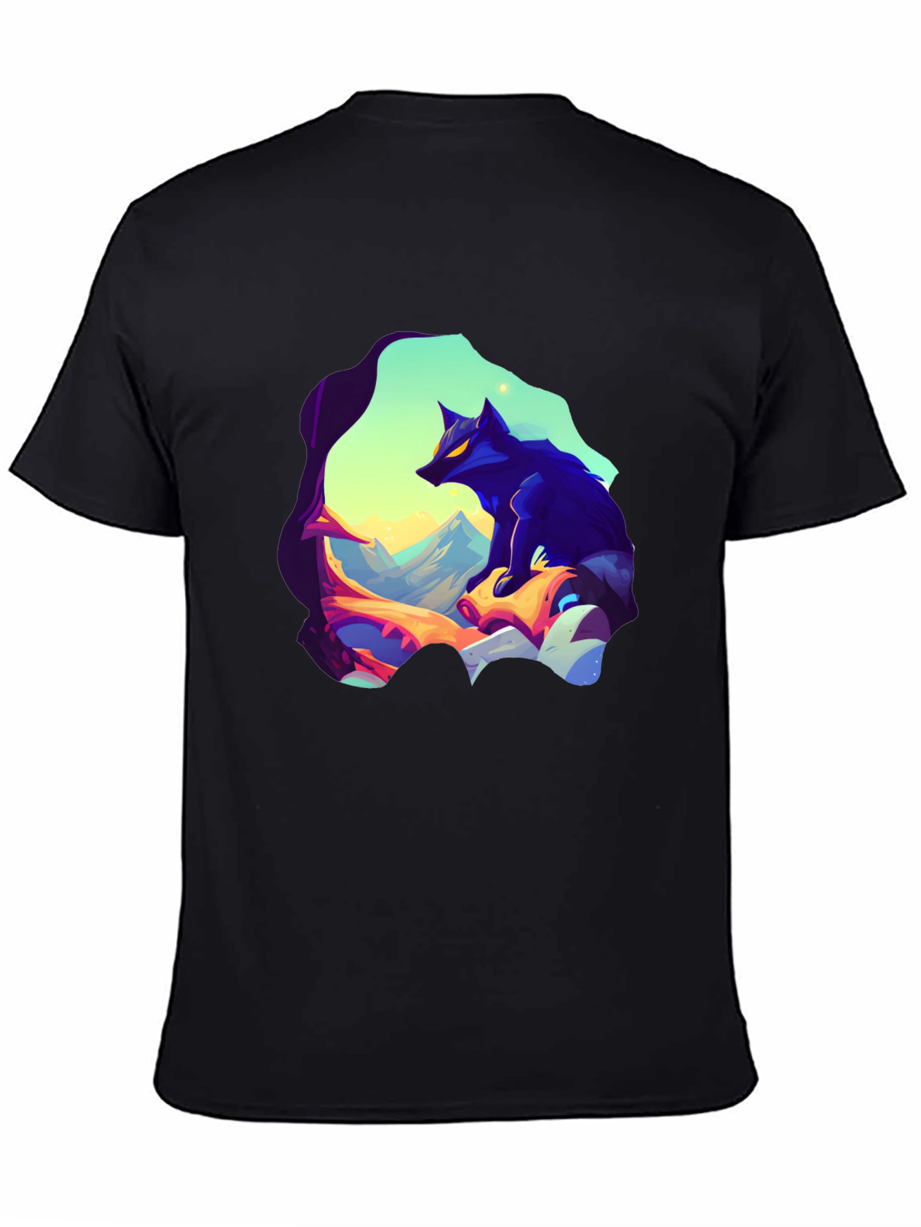 Wolf Graphic Tee - Stylish Mens Black T-Shirt