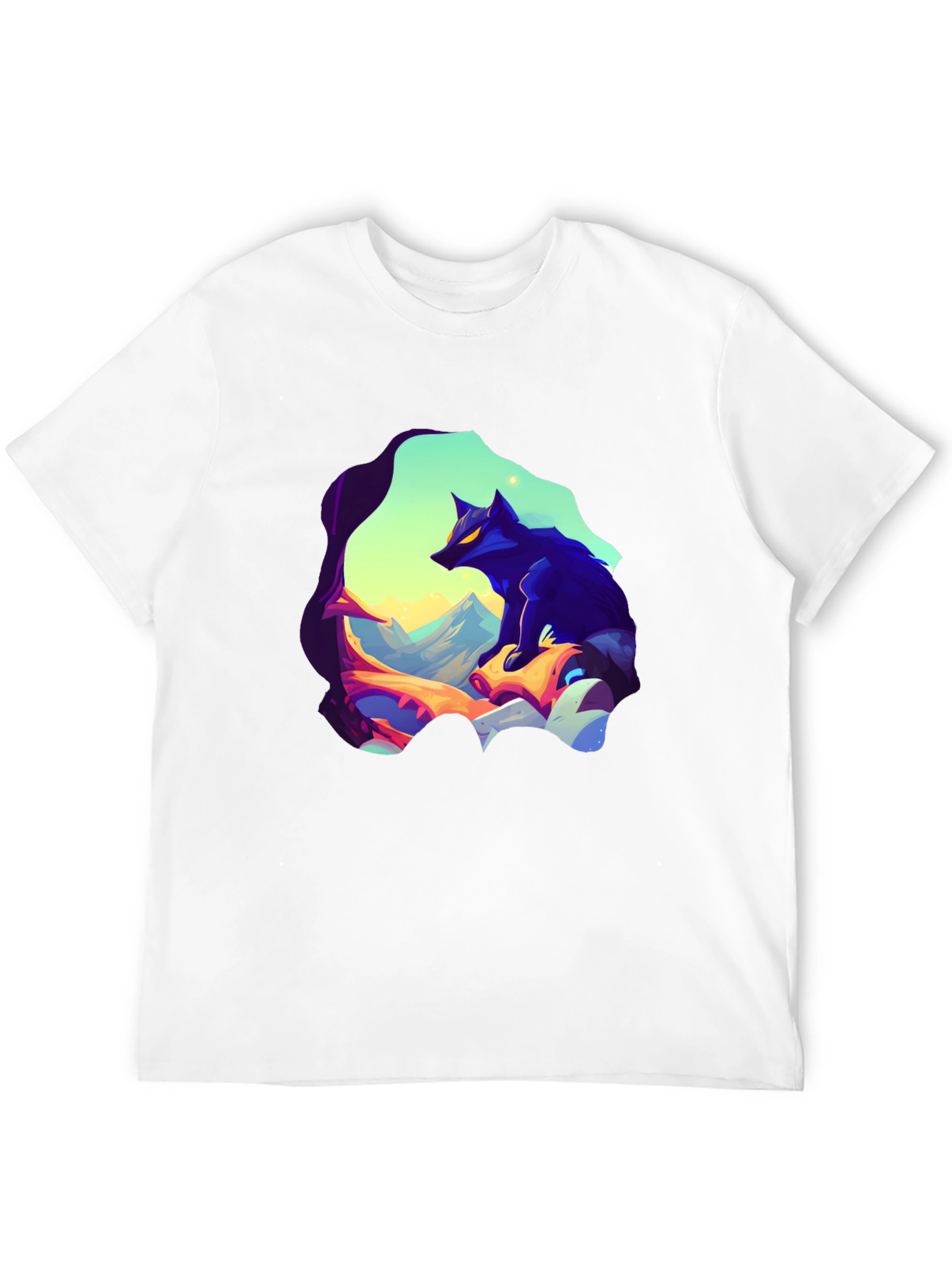 Wolf Graphic Tee - Stylish Mens Black T-Shirt