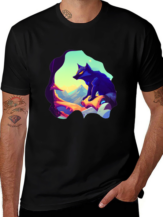 Wolf Graphic Tee - Stylish Mens Black T-Shirt