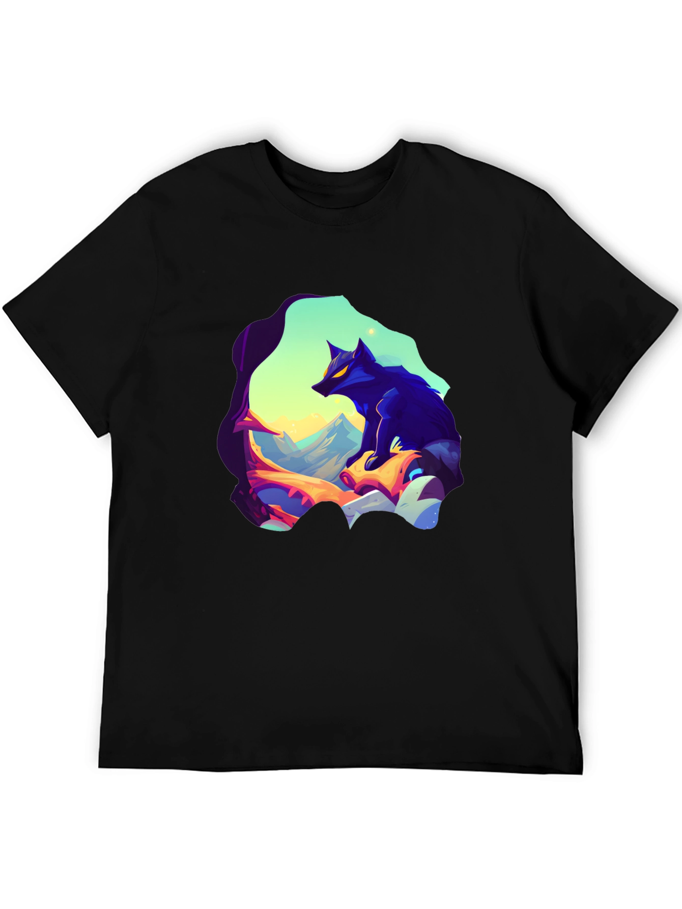 Wolf Graphic Tee - Stylish Mens Black T-Shirt