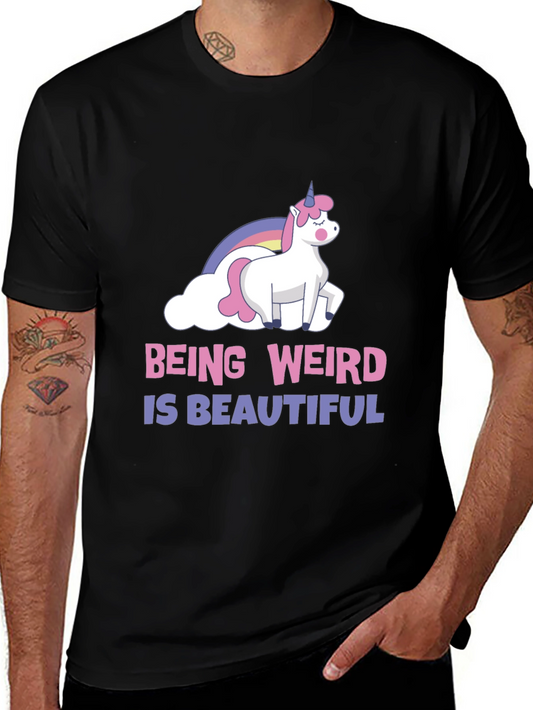 Unicorn Being Weird Graphic Tee - Black Cotton T-Shirt