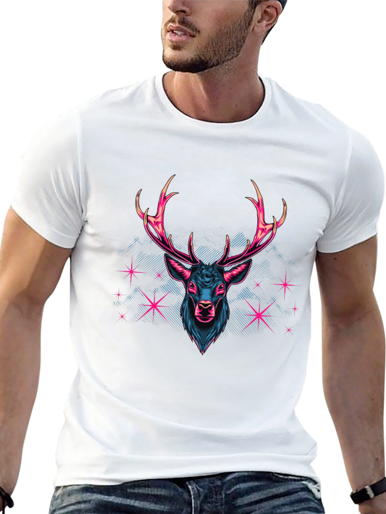 Neon Deer Graphic T-Shirt - Bold & Stylish