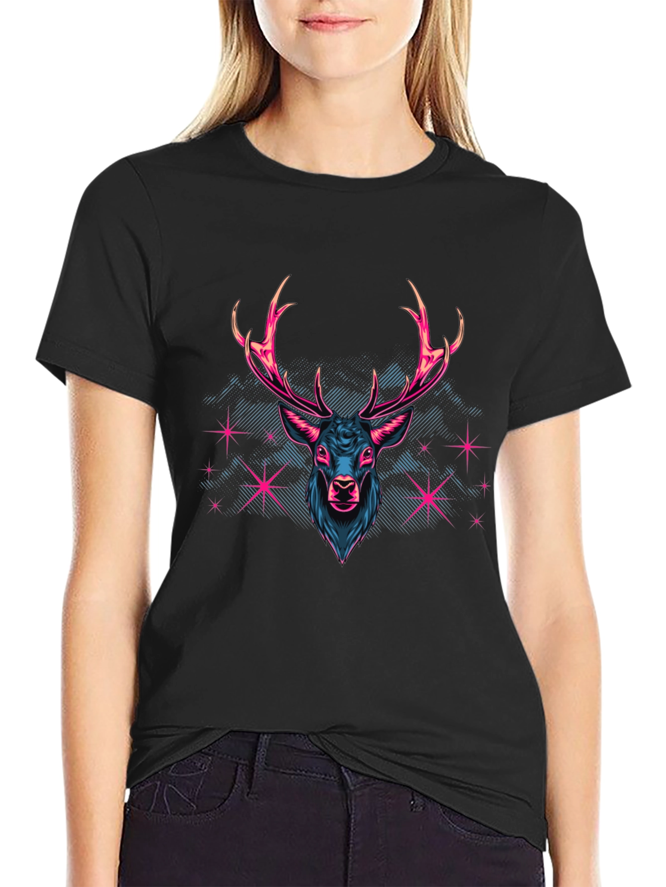 Neon Deer Graphic T-Shirt - Bold & Stylish