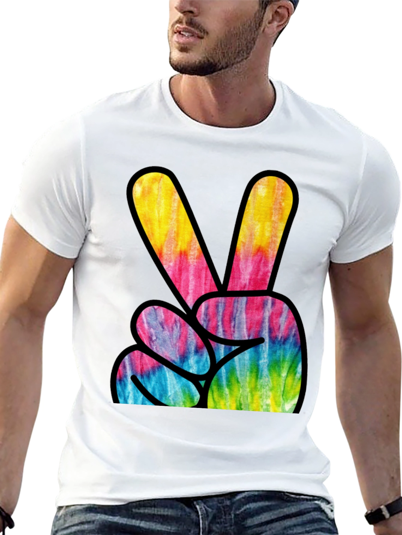Peace Sign Tie-Dye Graphic T-Shirt
