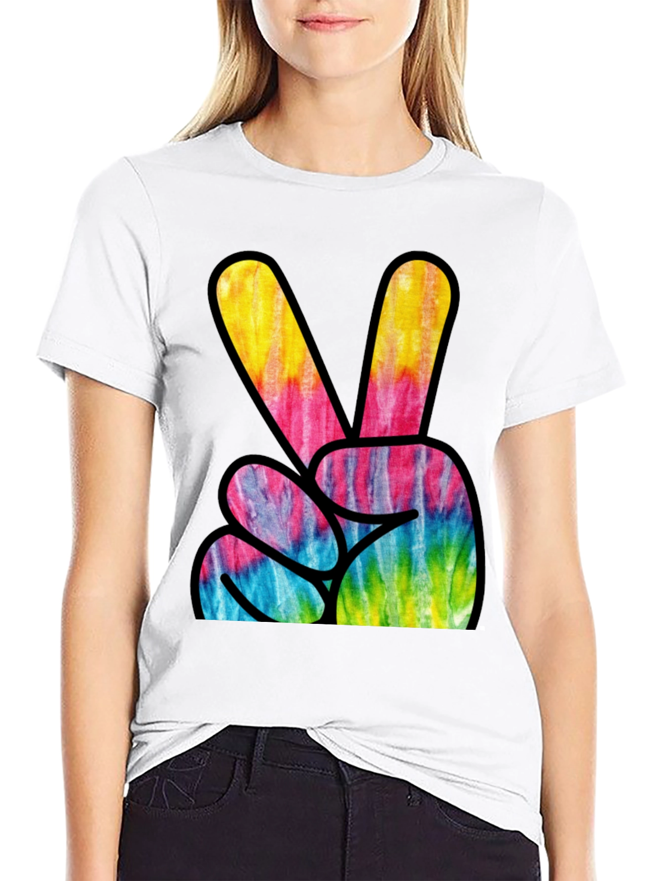 Peace Sign Tie-Dye Graphic T-Shirt
