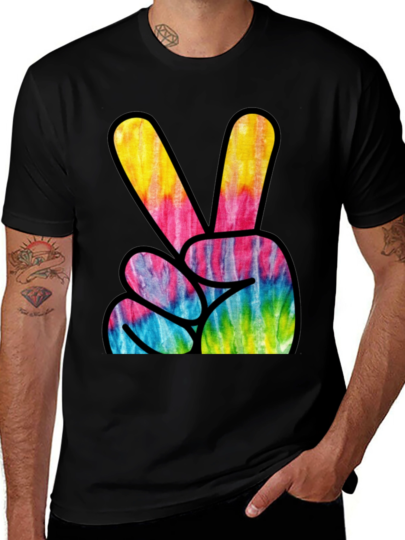 Peace Sign Tie-Dye Graphic T-Shirt