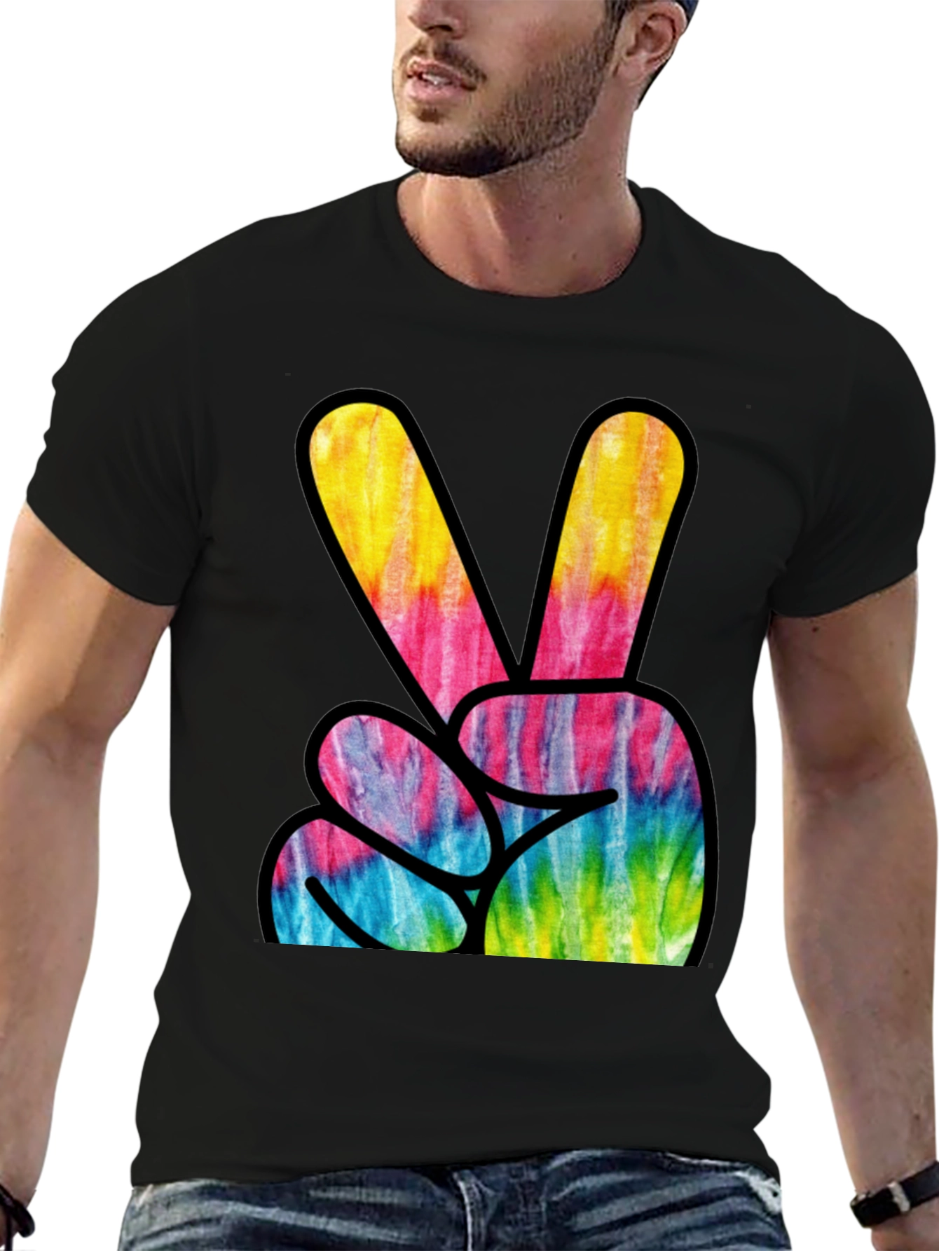 Peace Sign Tie-Dye Graphic T-Shirt