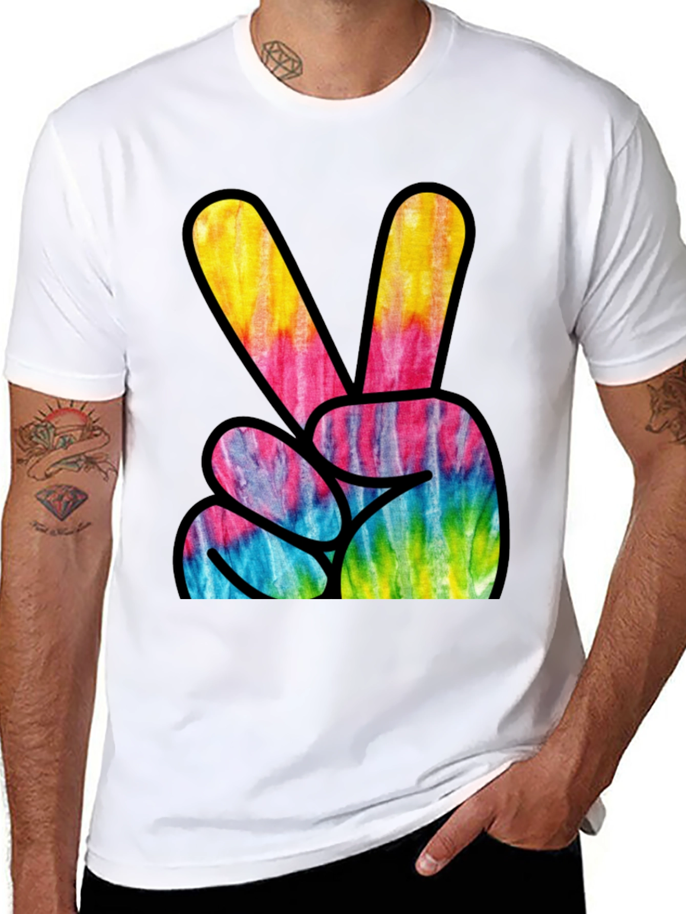 Peace Sign Tie-Dye Graphic T-Shirt