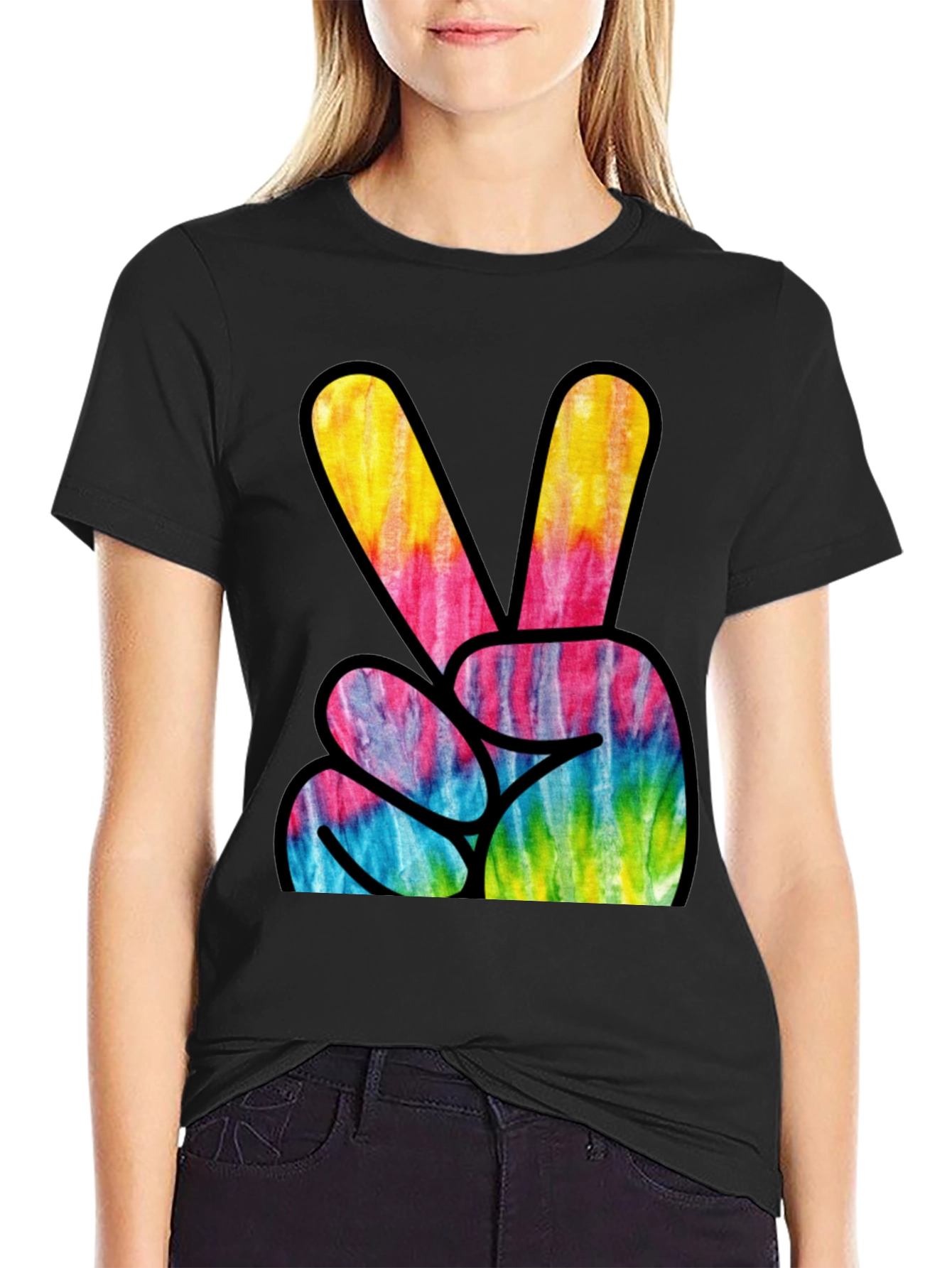Peace Sign Tie-Dye Graphic T-Shirt